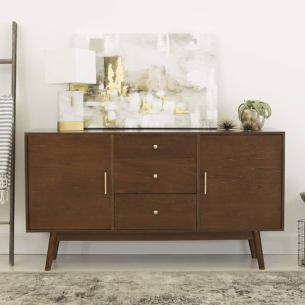 Walker Edison Mid Century Modern-TV Stand Console with 3 Drawers and Closed Cabinet Storage, 60",... | Amazon (US)
