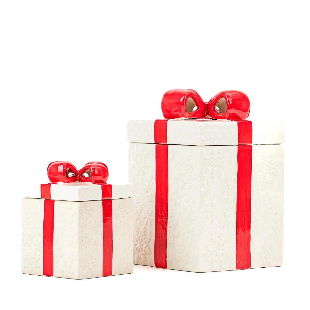 10 Strawberry Street Set Of 2 Gift Box Cookie Jars With  Ribbon (Set of 2) | Wayfair North America
