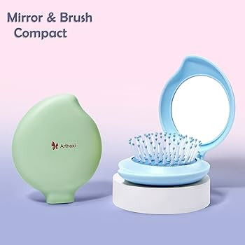 Mini Hair Brush with Mirror for Purse, Travel Hairbrush for Teen Girls, Small Compact Mirror with... | Amazon (US)