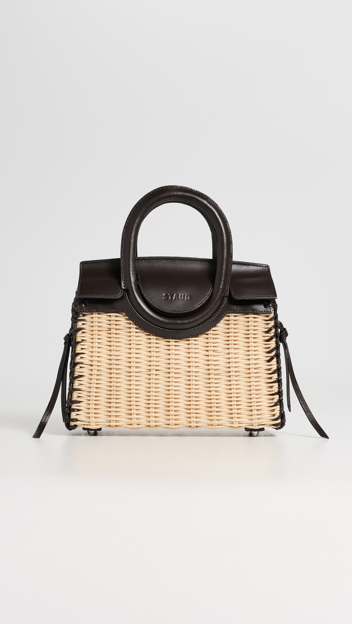 STAUD Maude Mini Wicker Carryall Satchel Natural/Espresso One Size | Shopbop