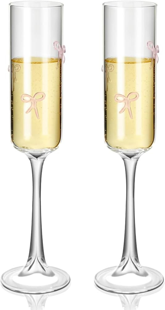 2PCS Icon Champagne Glasses High Borosilicate Glass Party Glassware, Durable & Lead-Free Decorati... | Amazon (US)
