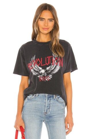 ANINE BING Georgie Revolution Tee in Washed Black from Revolve.com | Revolve Clothing (Global)