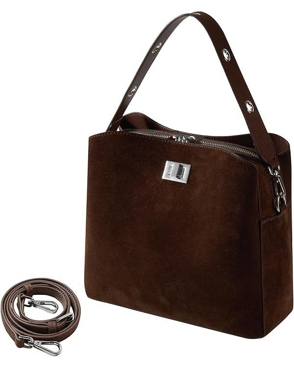 Genuine Leather Suede Bags for Women, Vintage Suede Handbag Purse Suede Hobo Bag Slouchy Bag | Amazon (US)