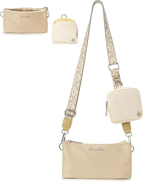 ACUARIO Crossbody Bags for Women - Nylon Purse Trendy Mul-pockets Waterproof Shoulder Bag with Wi... | Amazon (US)