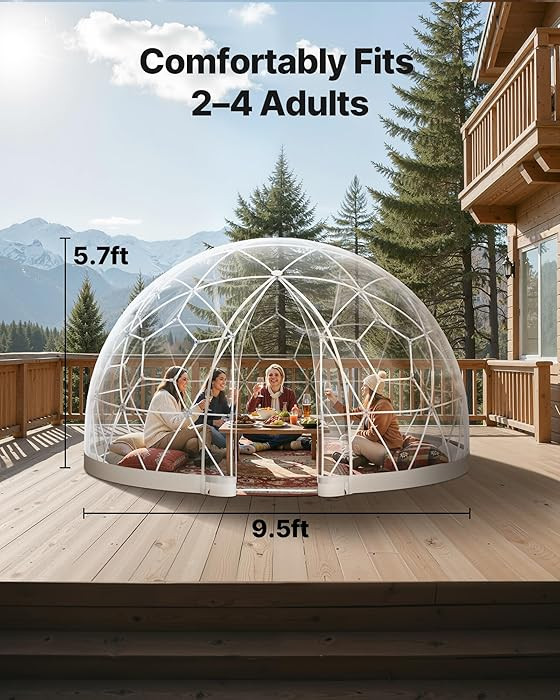 VEVOR Garden Dome Tent, 9.5 x 5.7 ft Outdoor Clear Bubble Tent for 2-4 Person, Weatherproof Geode... | Amazon (US)