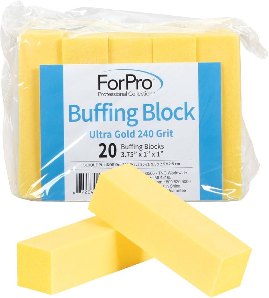 ForPro Professional Collection Ultra Gold Buffing Block, 240 Grit, Four-Sided Manicure & Pedicure... | Amazon (US)