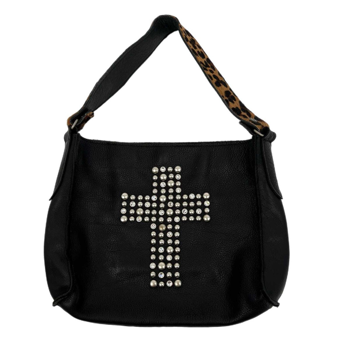 Two Bar West Black Studded Rhinestone Strap Shoulder Bag | Medium | eBay US