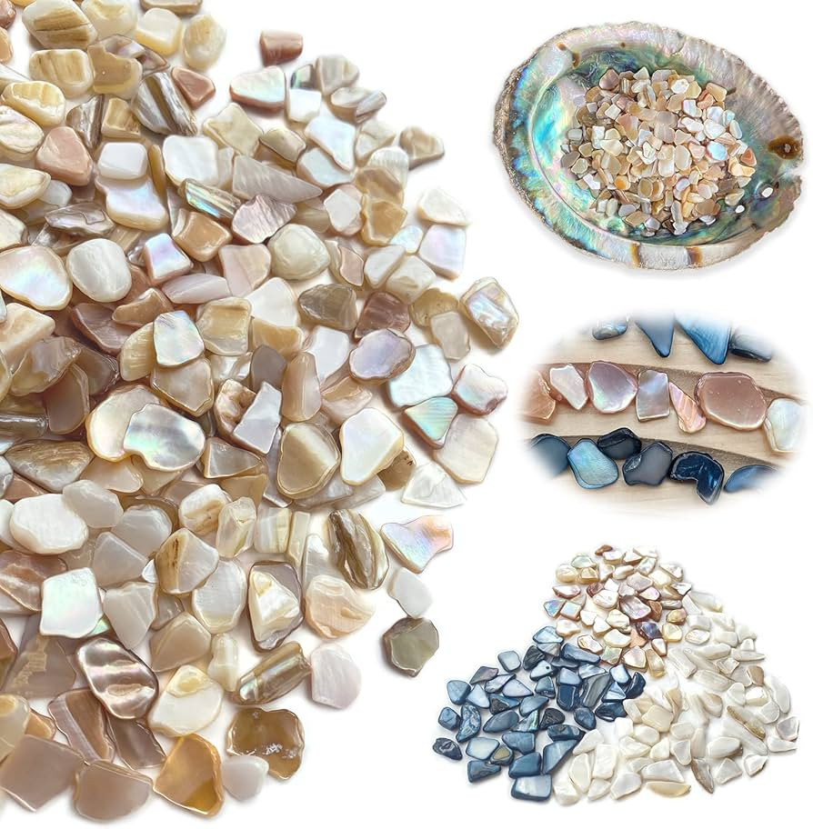 Yew & Tulip Natural Crushed Shells Chips, 32 oz (2 lb) Irregular Mother of Pearl Mosaic Fragments... | Amazon (US)
