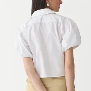 NWT J. CREW Gamine Puff-Sleeve Shirt in Cotton Poplin White 10 | Poshmark