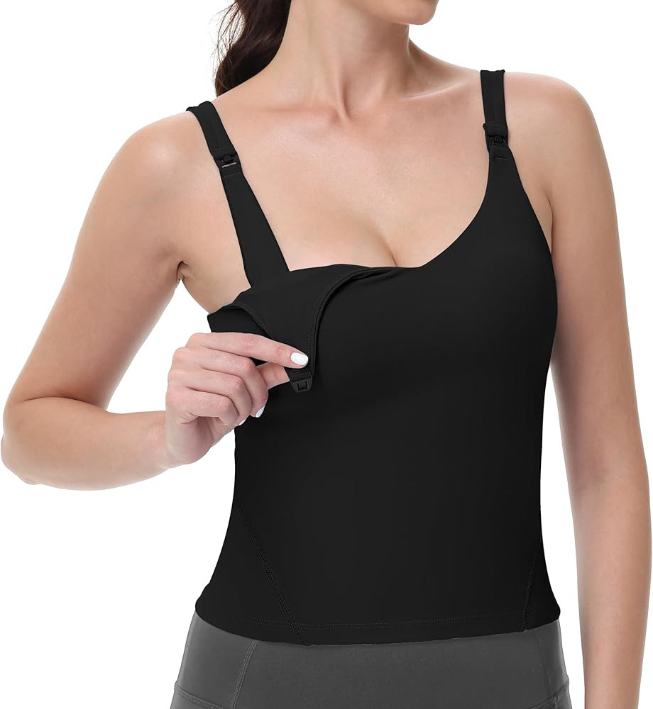 V VOCNI Nursing Tank Tops for Breastfeeding Workout Crop Top Longline Nursing Sport Bra Maternity... | Amazon (US)