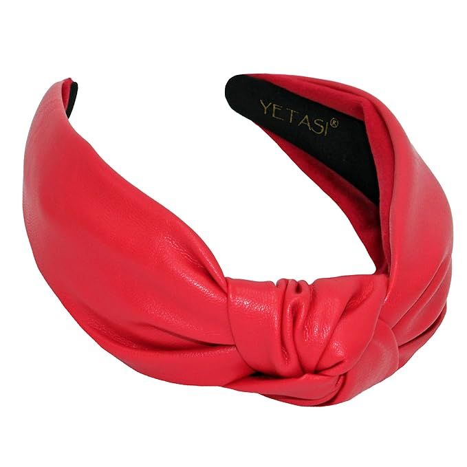 YETASI Candy Red Leather Knotted Headband for Women is Made of Non Slip Material. Candy Red Headb... | Amazon (US)
