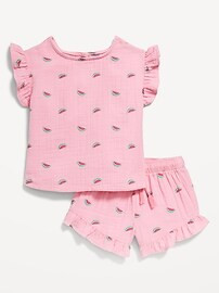 Short-Sleeve Ruffled Top and Shorts Set for Toddler Girls | Old Navy (US)