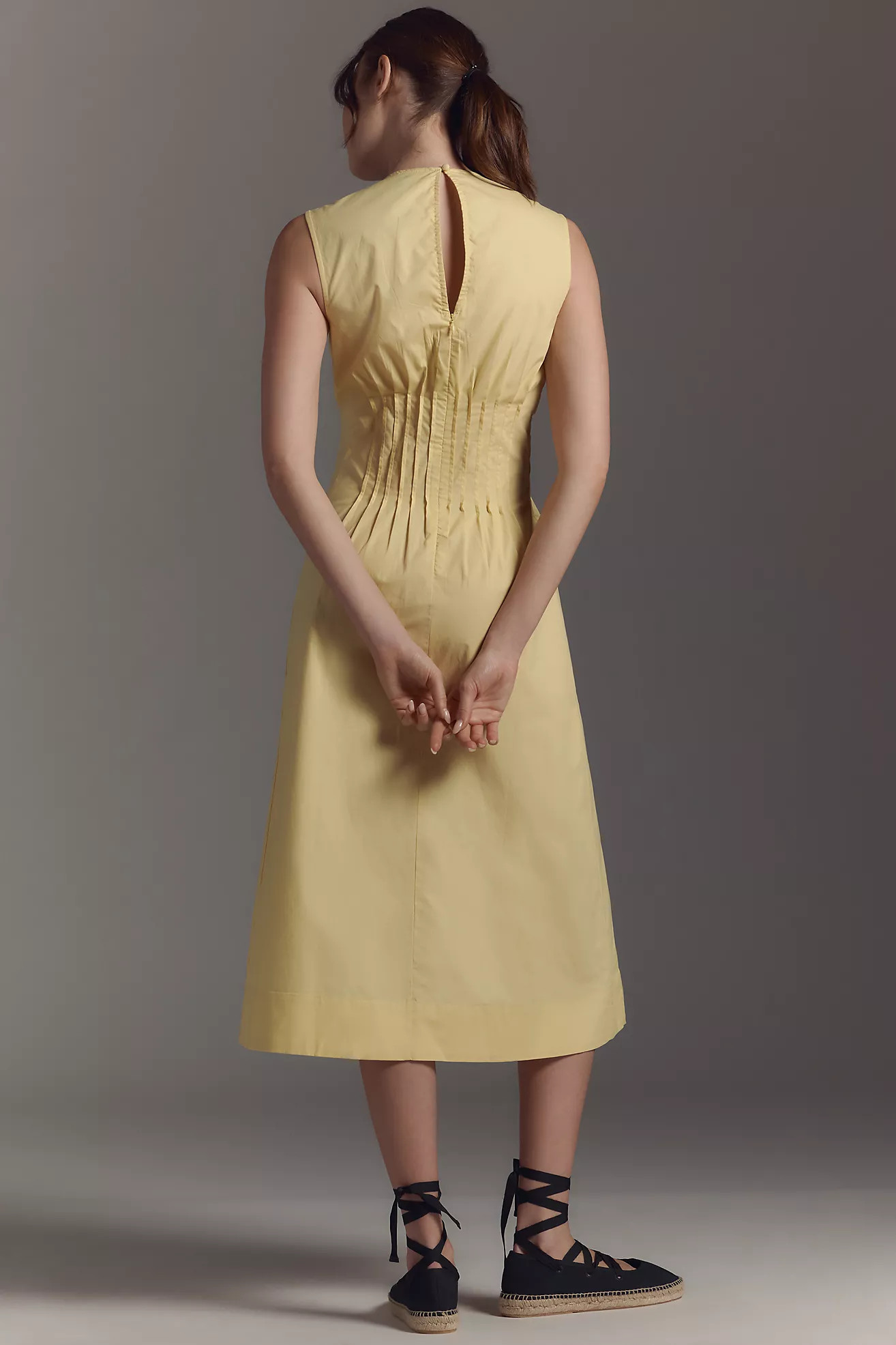 The Hailey Sleeveless V-Neck Pintuck Midi Dress by Maeve | Anthropologie (US)