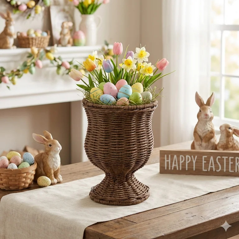 WEIH 8 Inch Goblet Woven Planter Urn Shape, Dcorative Wicker Flower Pot  Decorative Storage Baske... | Walmart (US)