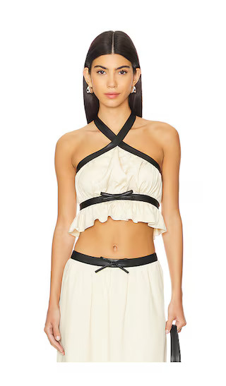 Criss Cross Halter Top in Wood Ash & Black | Revolve Clothing (Global)