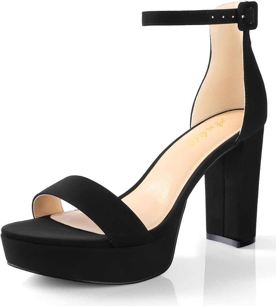 Ankis Platform Heels 4 Inches Chunky heels Sandals for Women Comfy Open Toe Block Heeled Sandals ... | Amazon (US)