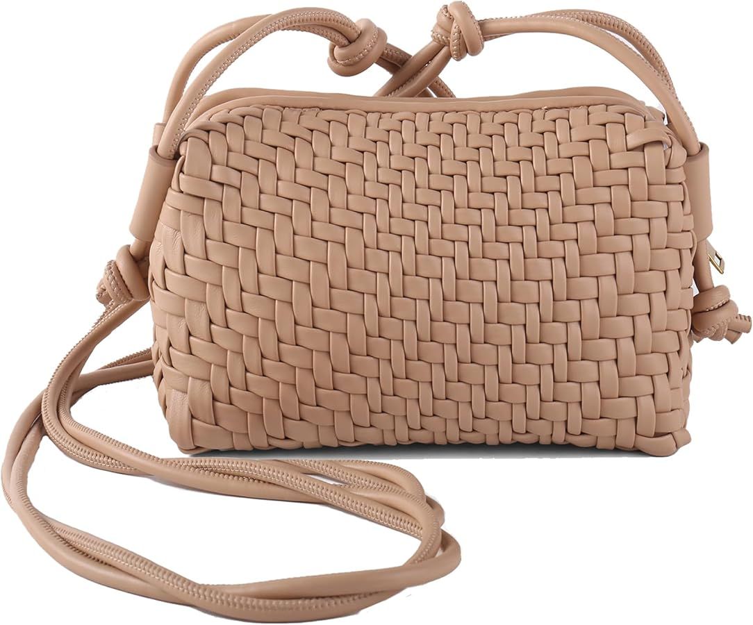 Woven Crossbody Bag for Women Small Vegan Leather Purse with Shoulder Strap | Amazon (US)