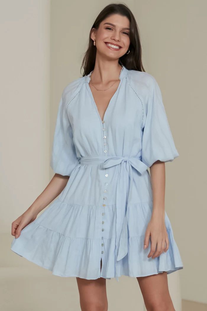 Elsea Mini Dress - Soft Blue | Salty Crush