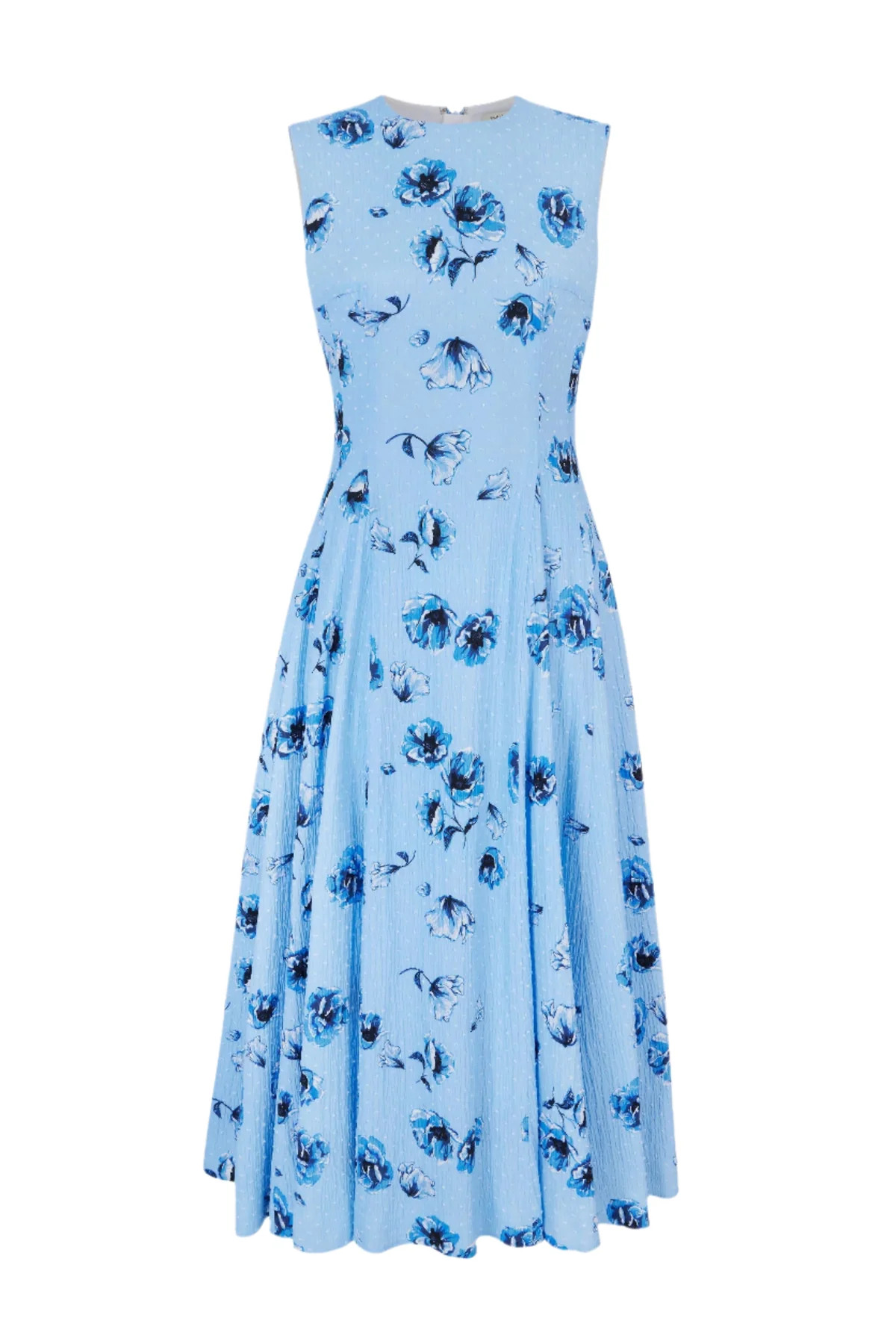 Chelsea Dress In Blue Poppies On Baby Blue Bibione Cotton | Over The Moon