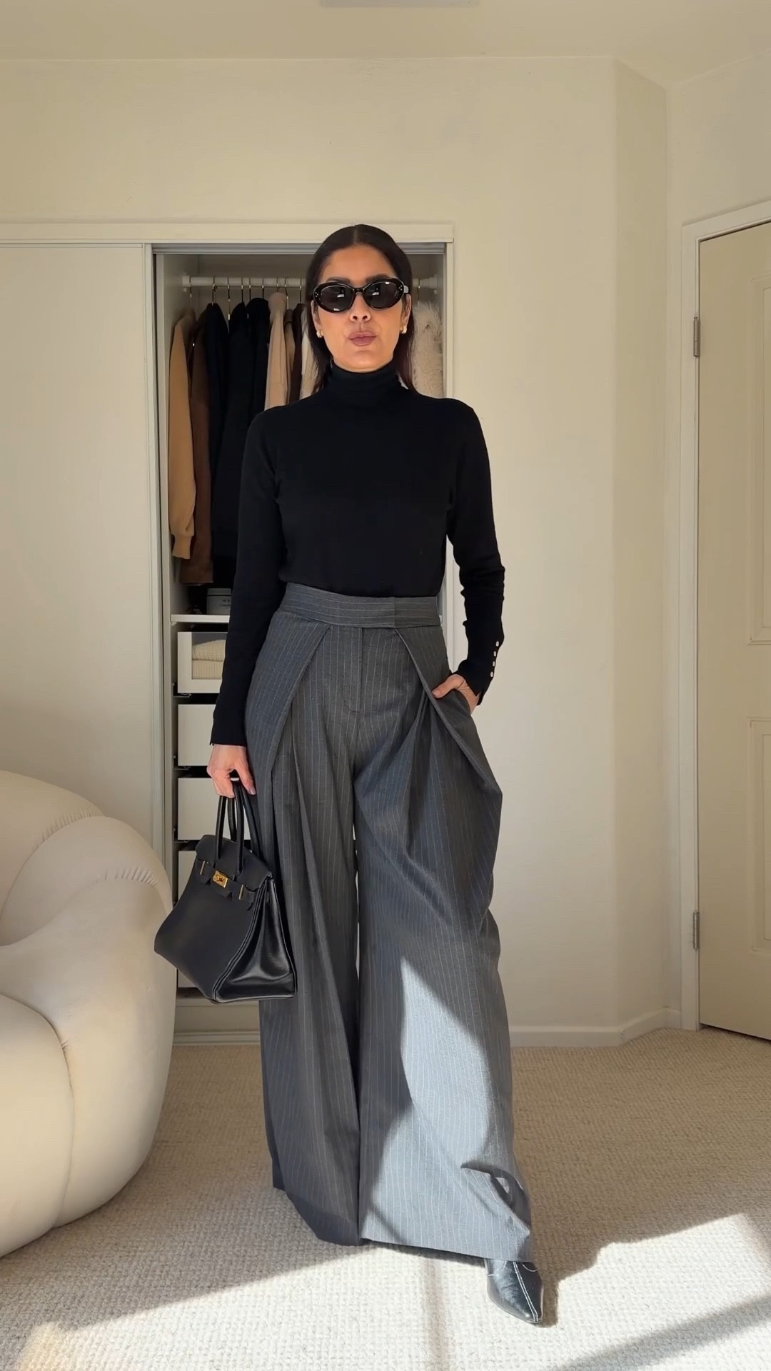Back to the office outfit idea.
Wearing pieces from @zara
Office outfit inspo details
•Zara black turtleneck size L
• Zara wide leg pants size XS- love love this pants they are different and hit different, they are gorgeous!
•@Nordstrom Ankle boots 
•@Hermes birking 30 bag 
•@Celine sunglasses 
.
➡️Here are my body measurements for your reference:
Bra: 32C (81 cm)
Waist:26" (66 cm)
Hips: 38" (96.5 cm)
Height: 5'7" (170 cm)

Head over my LKT for more outfit ideas , discounts and deals. Link in my bio.

Zara outfit , zara women, fashion over 40, fashion over 50, classy ootd, elegant ootd, chic ootd, modest outfit, classy woman, outfit inspo 