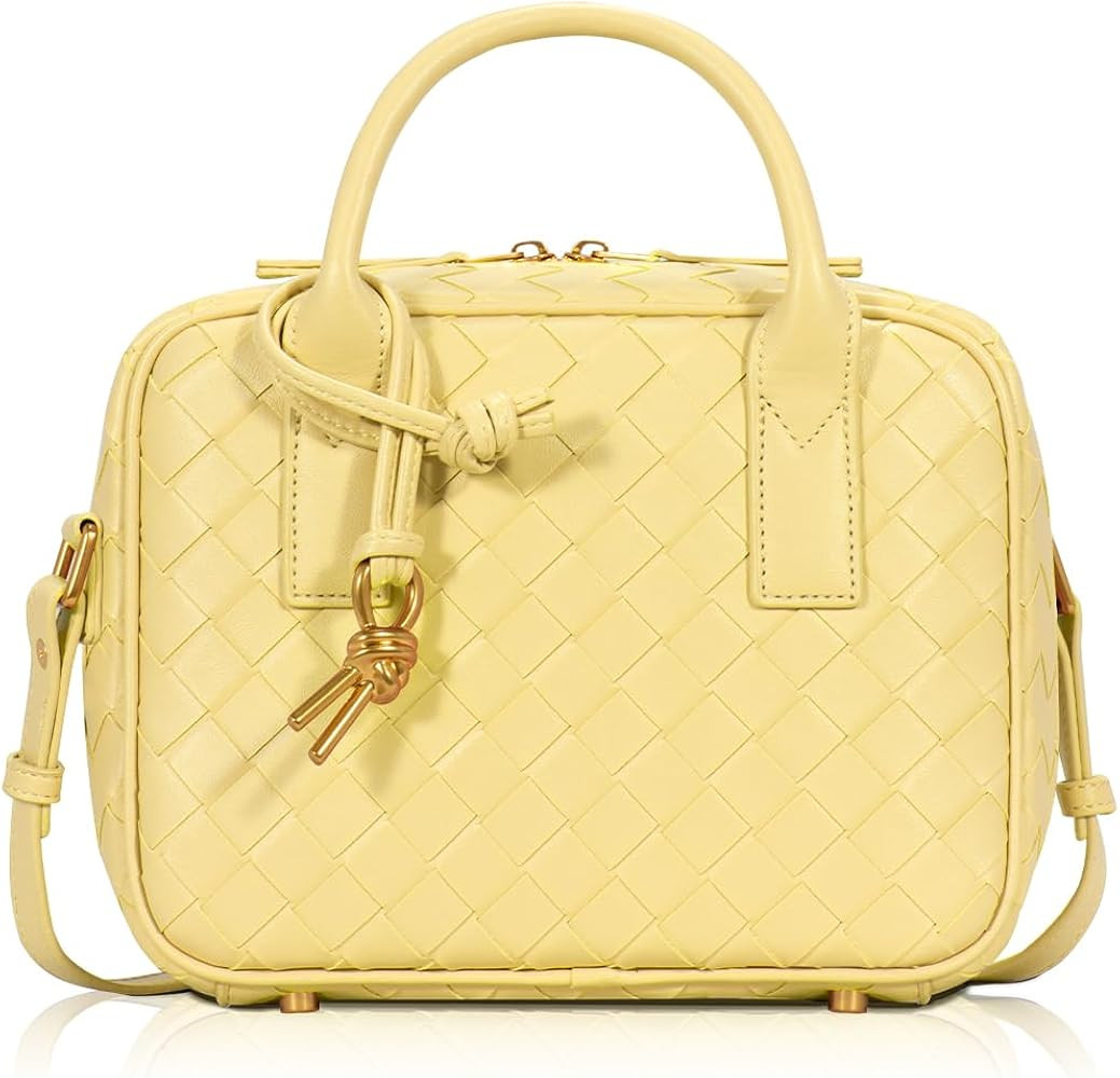 Woven Bag for Women Top Handle Satchel Handbag Crossbody Bag PU Leather Shoulder Bag Woven Purses... | Amazon (US)