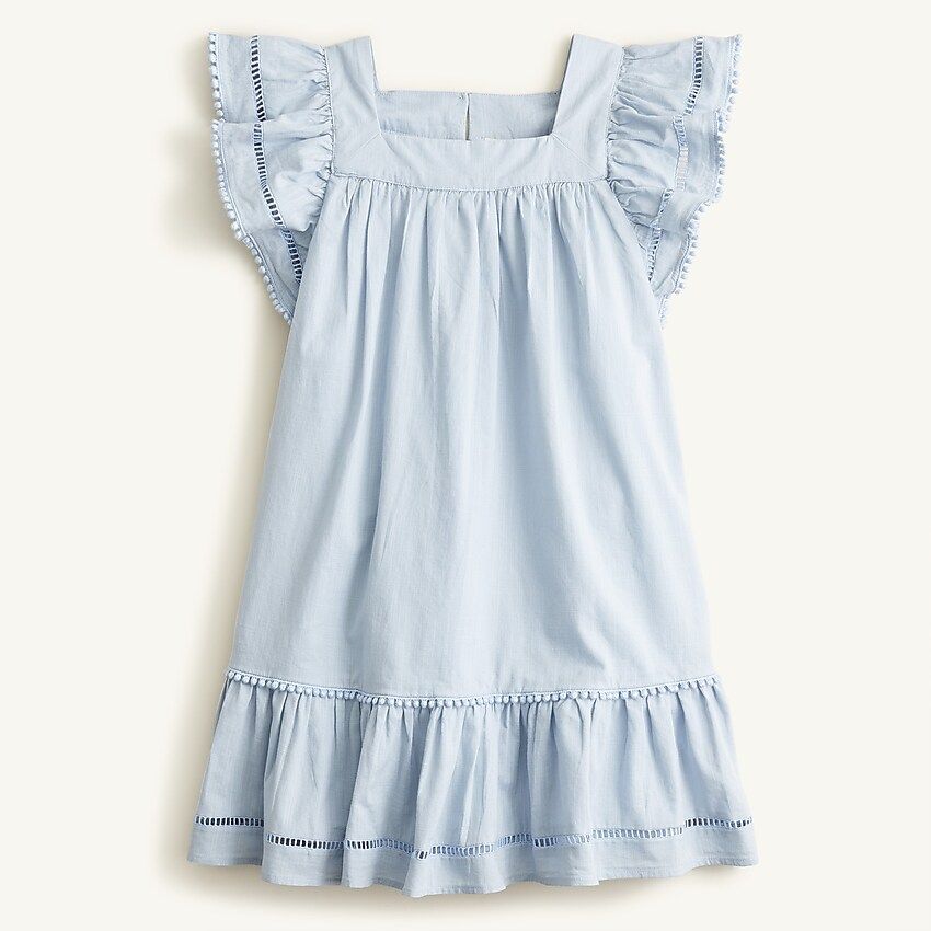 Girls' ruffle-shoulder dress with eyelet trim | J.Crew US