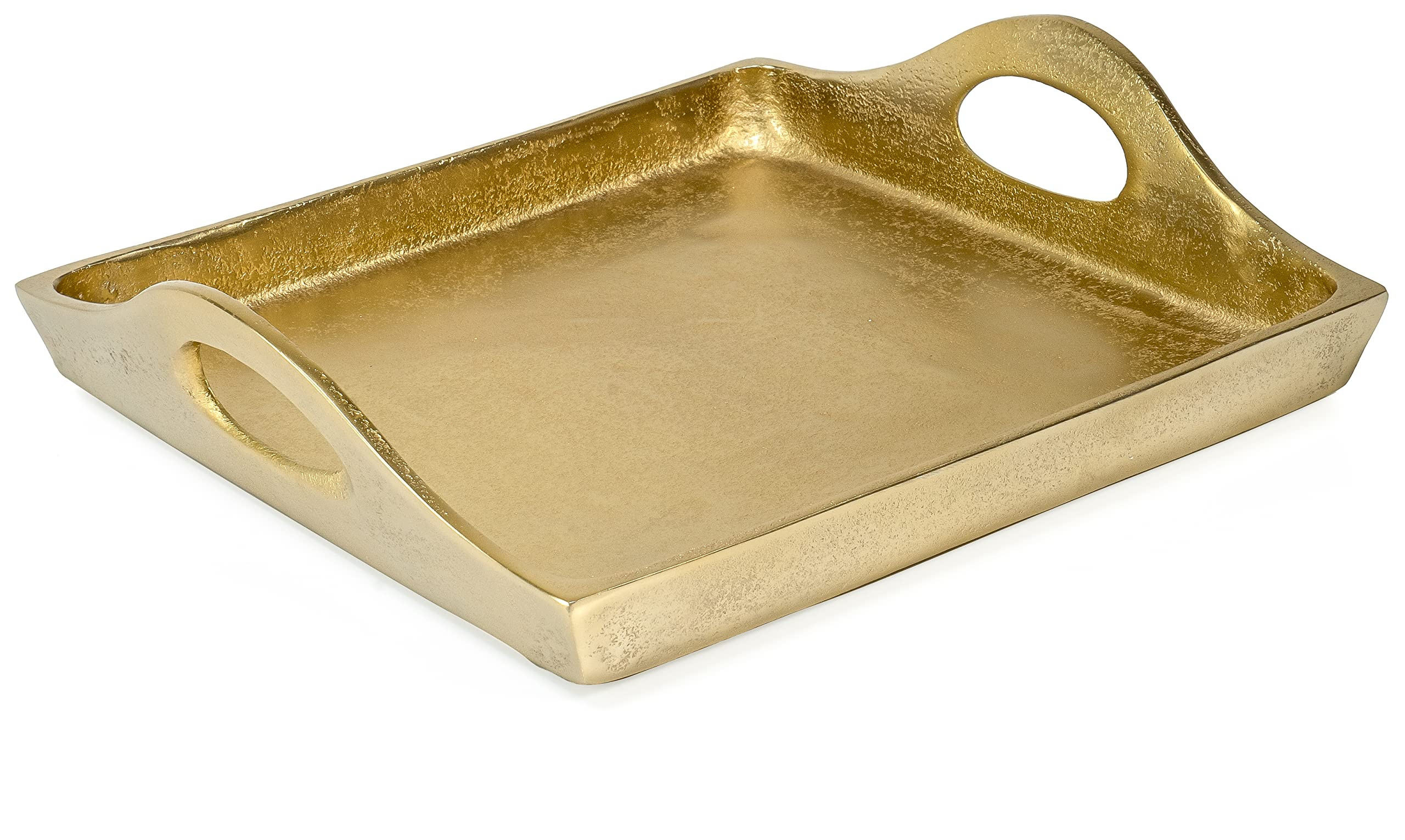 Red Co. 11 inch Square Textured Aluminum Decorative Bar/Vanity/Serving Tray with Handles, Gold | Amazon (US)