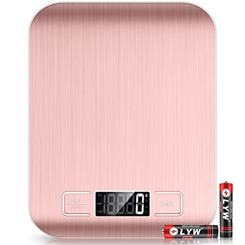 Mik-Nana Food Scale Pink, 10kg/22lb Digital Kitchen Scale Weight Grams and Oz for Baking and Cooking, 1g/0.1oz Precise Graduation, Easy Clean Stainless Steel | Amazon (US)