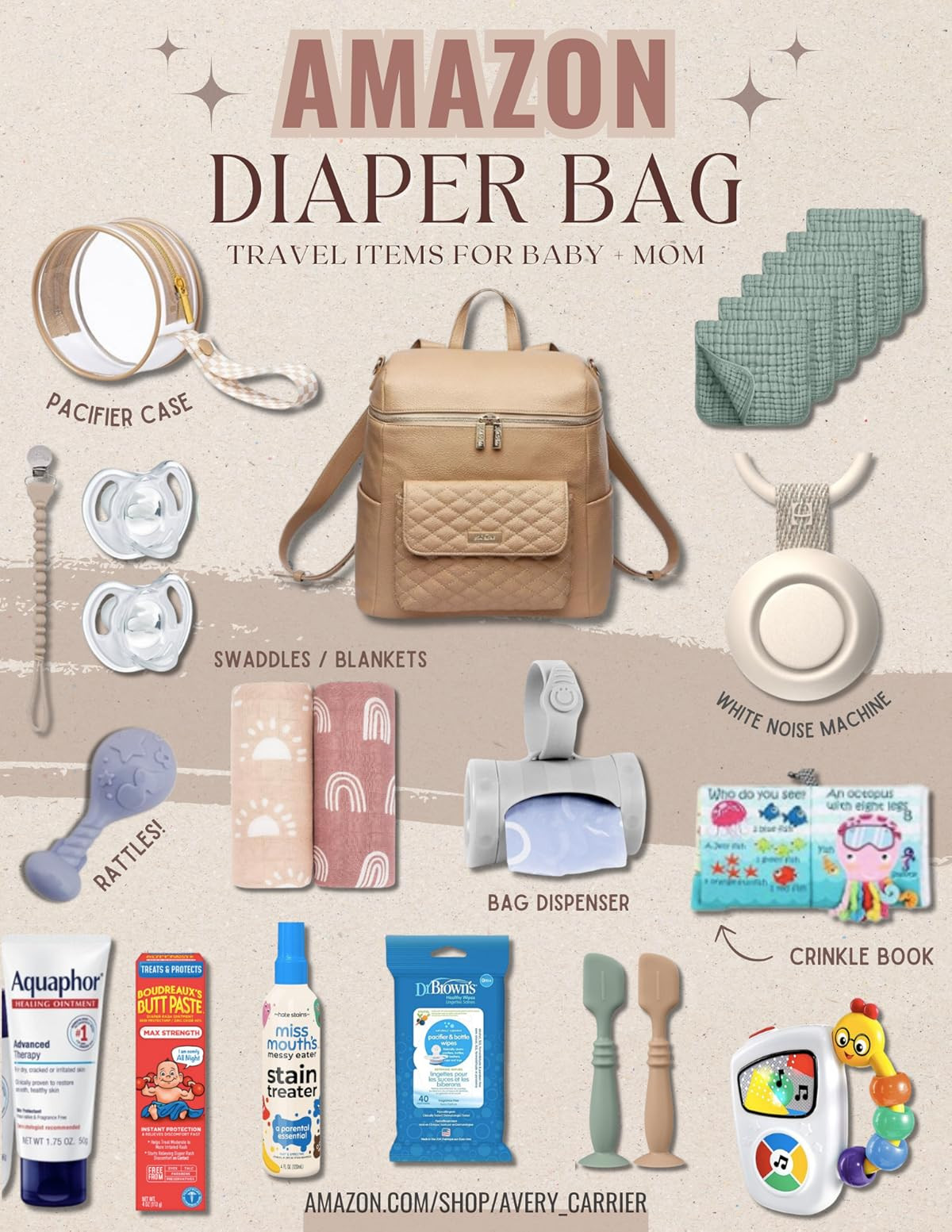 Large Diaper Bag Backpack by Luli Bebe - Designer Modern Vegan Leather Stylish Baby Backpack Diaper Bag for Mom, Multipurpose, Roomy, with Changing Pad (Latte Brown) | Amazon (US)