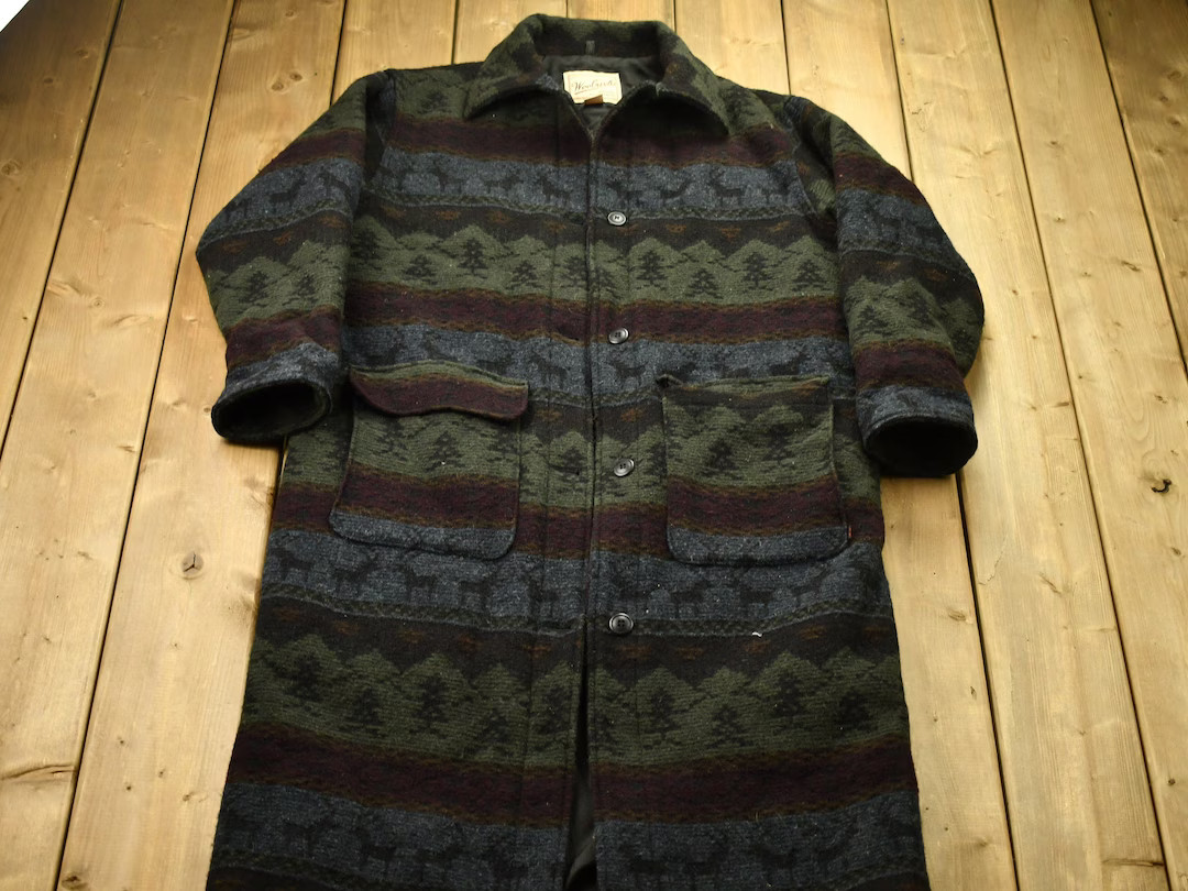 Vintage 1990s Woolrich Elk Aztec Print Wool Jacket / Wool Jacket  / Vintage 90s Jacket / Outdoor ... | Etsy (US)