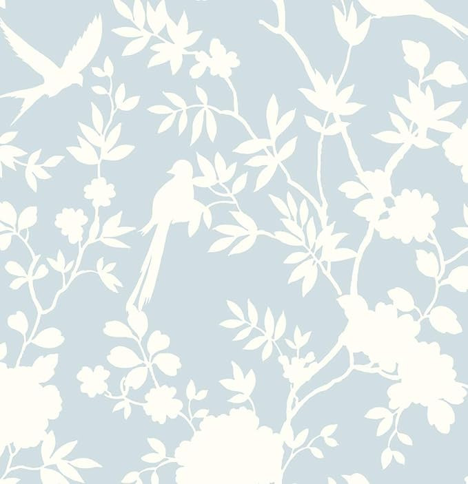 Lillian August Luxe Ocean Haven Mono Toile Peel and Vinyl Stick Wallpaper (Hampton Blue) - One | Amazon (US)