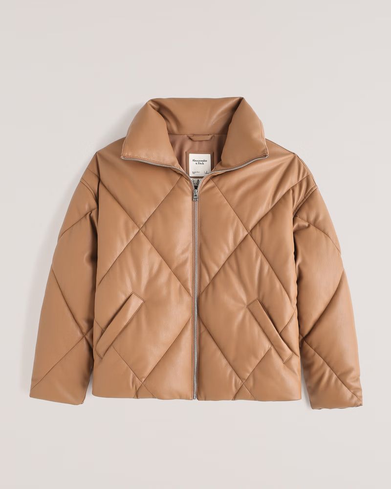 Women's Vegan Leather Diamond Puffer | Women's Coats & Jackets | Abercrombie.com | Abercrombie & Fitch (US)