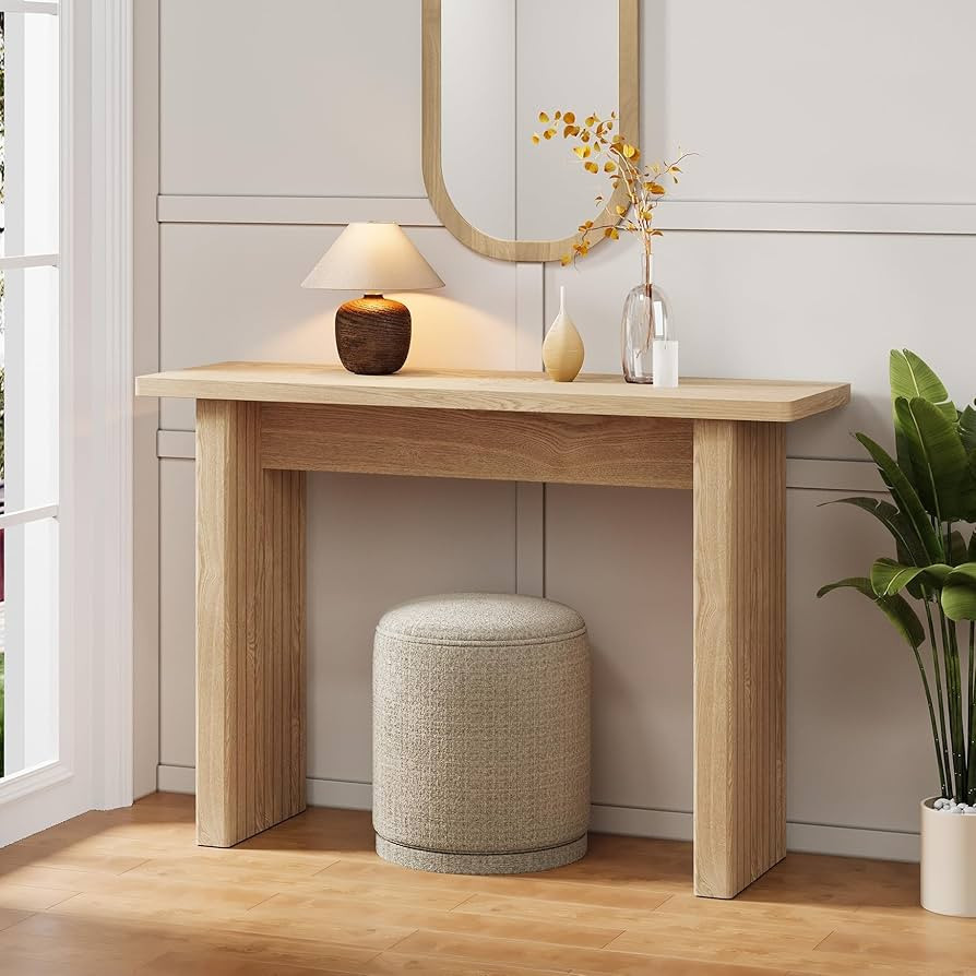 AVZEAR Mid Century Narrow Entryway Console Table, 43.3" Fluted Wood Couch Table Behind Sofa Long ... | Amazon (US)