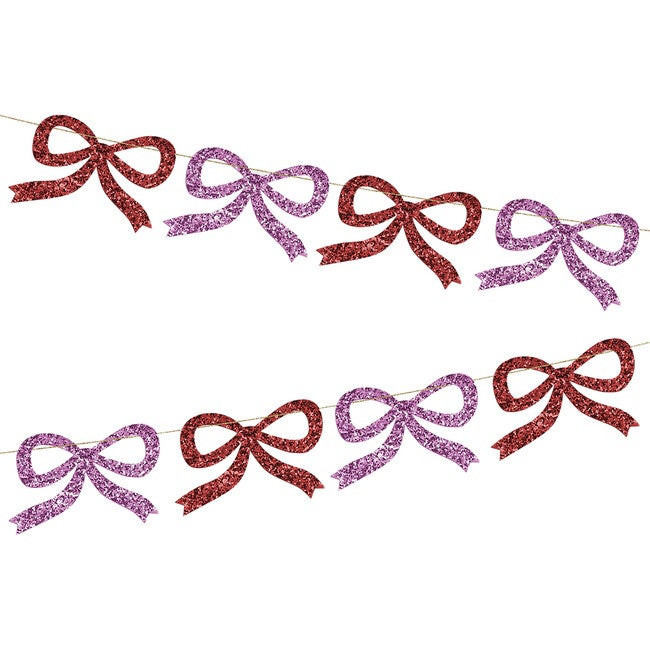 Red & Pink Glitter Bow Garland | Maisonette