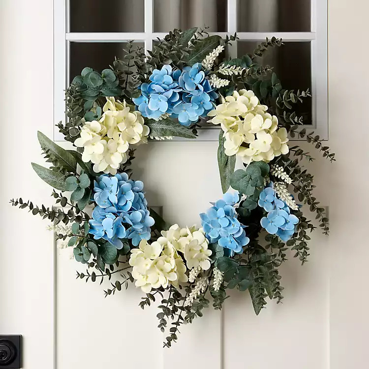 New! Blue Hydrangea Eucalyptus Wreath | Kirklands