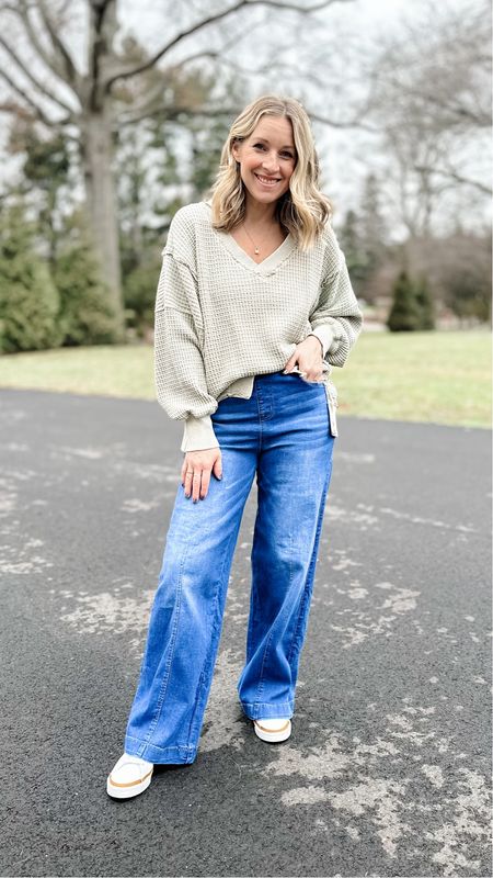 Comfiest outfit ever! Perfect for a spring outfit  Has a boho feel to it and these jeans are pull on! True to size and linked in the small photo that matches this one! Small top as well  

#LTKfindsunder50 #LTKstyletip #LTKSpringSale