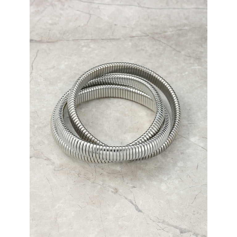 Time and Tru Women's Layered Bangle Bracelet, Silver-Tone, 1 Piece | Walmart (US)