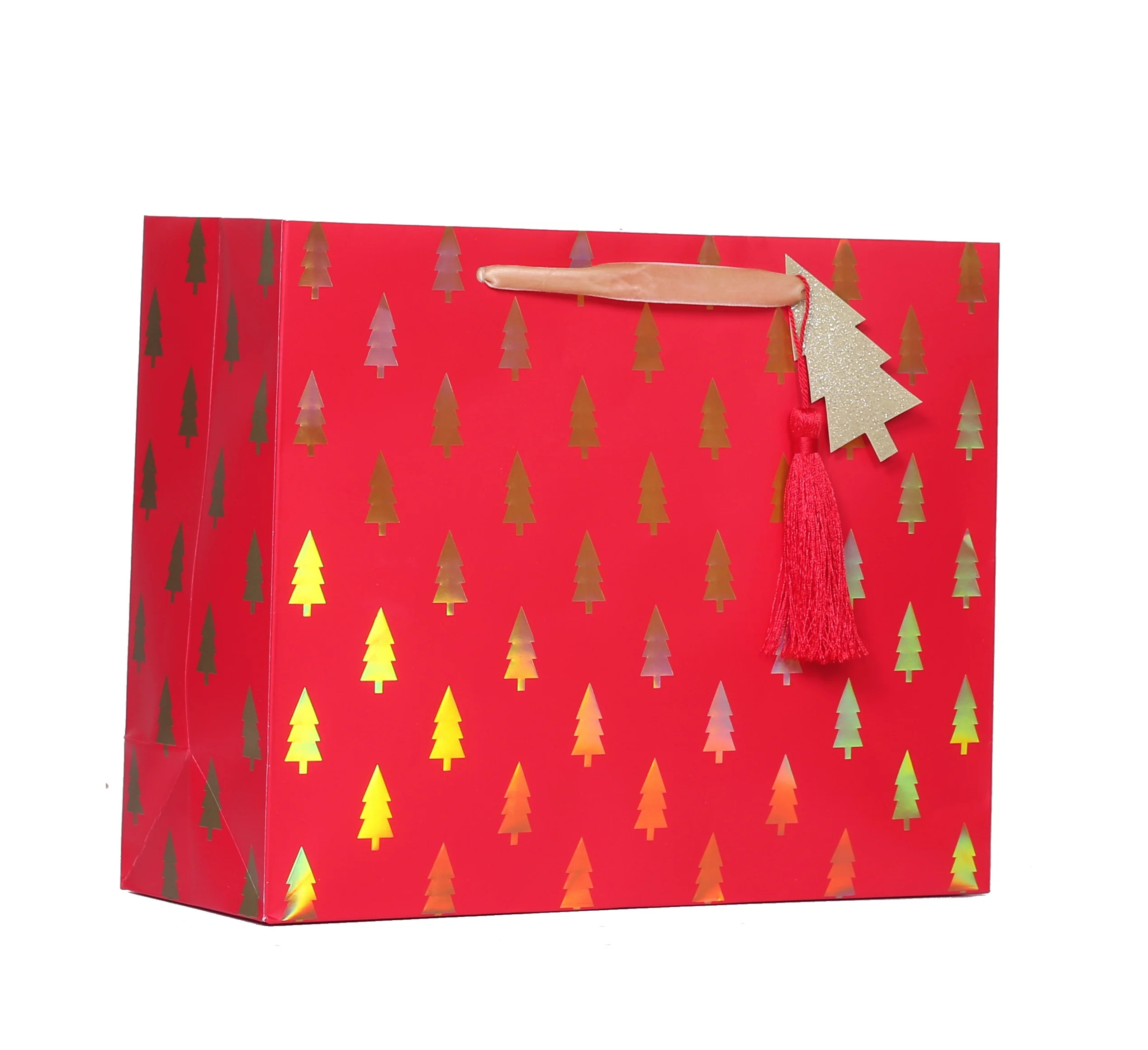 Large Vogue Gold Trees Christmas Gift Bag (12.75" x 10") by My Texas House | Walmart (US)