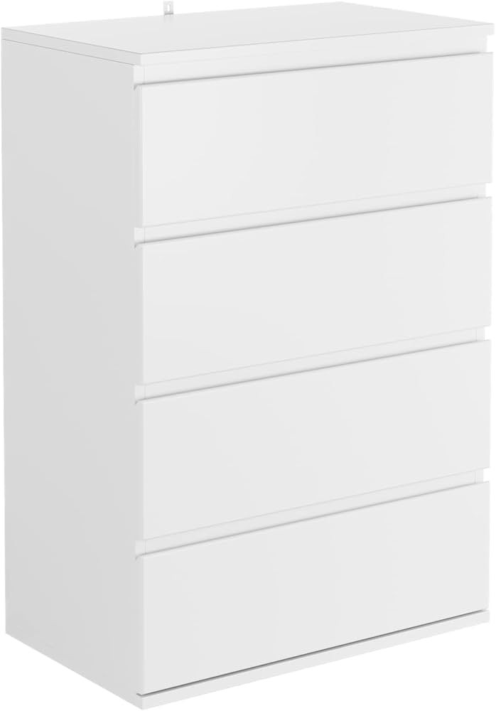 FOTOSOK 4 Drawer Dresser, Modern Storage Chest of Drawers 23.6L x 15.7W x 31.5H in, Nightstand Fi... | Amazon (US)