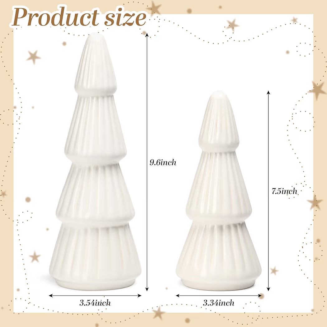 KORMMCO White Ceramic Christmas Tree Decor, Christmas Decorations, Small Winter Farmhouse Christm... | Amazon (US)