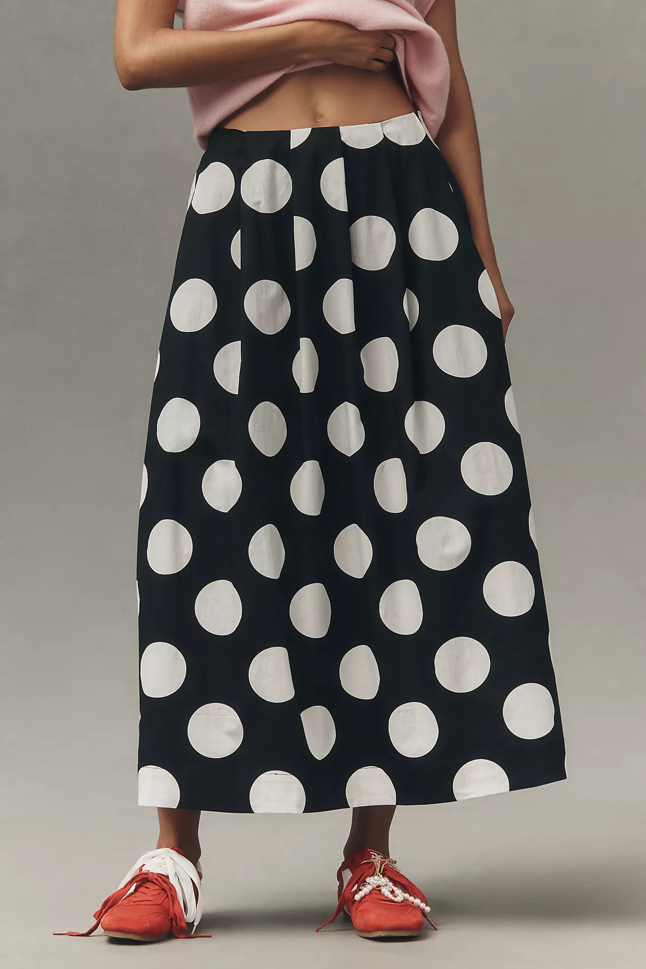 Maeve Cotton Poplin Pleated Midi Skirt | Anthropologie (US)