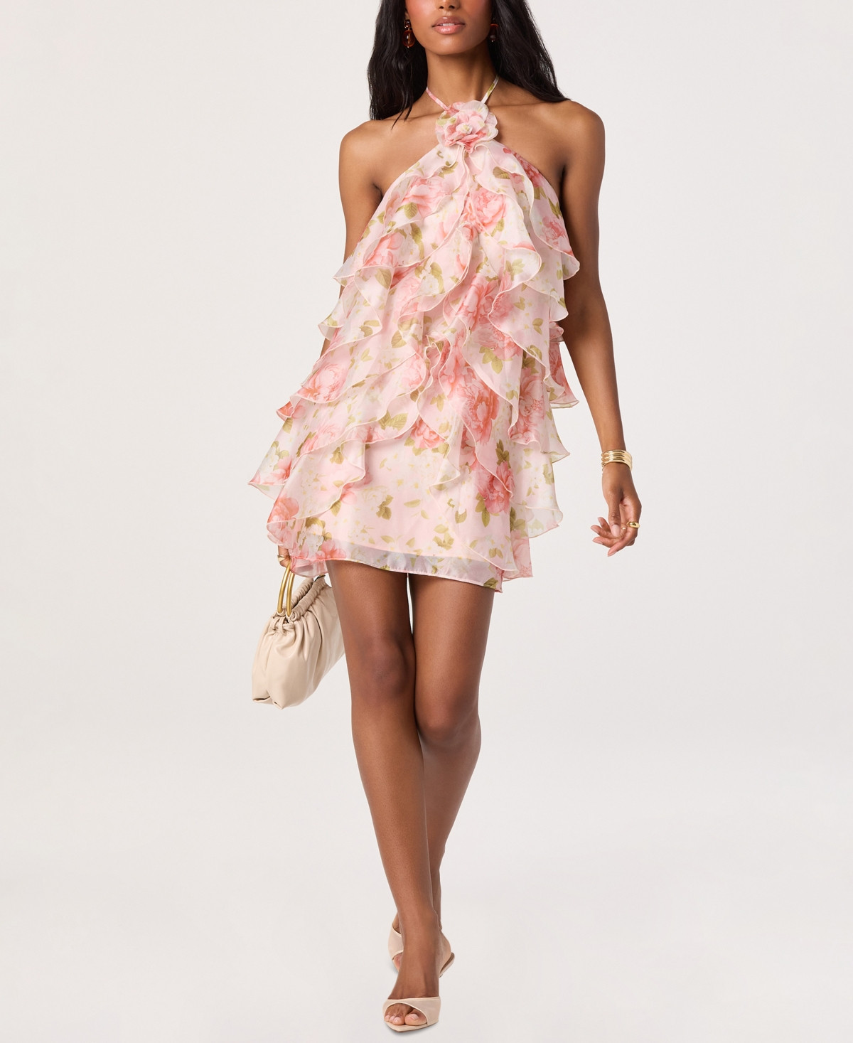 Astr the Label Women's Halter Neck Dress - Blush Floral | Macy's