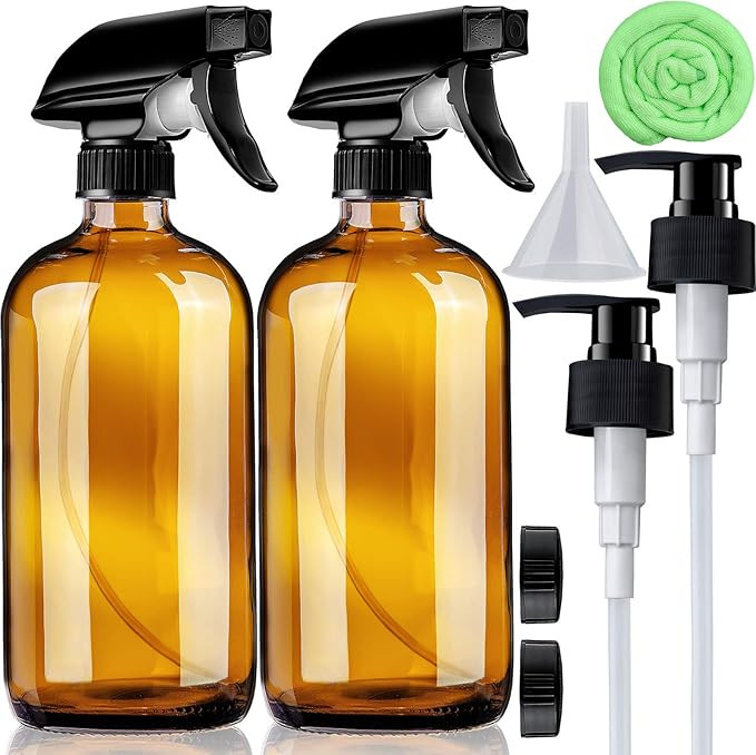 Amber Glass Spray Bottles 16 oz Pump Bottle (2 Pack) Refillable Cosmetic Containers Brown Mist & ... | Amazon (CA)