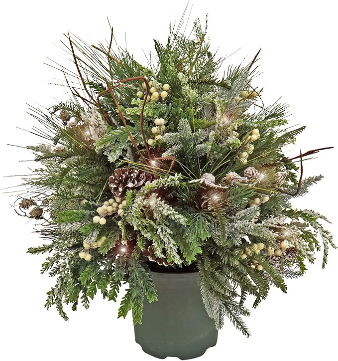 National Tree Company HGTV Home Collection Pre-Lit Artificial Christmas Shrub Planter Filler, Mix... | Amazon (US)