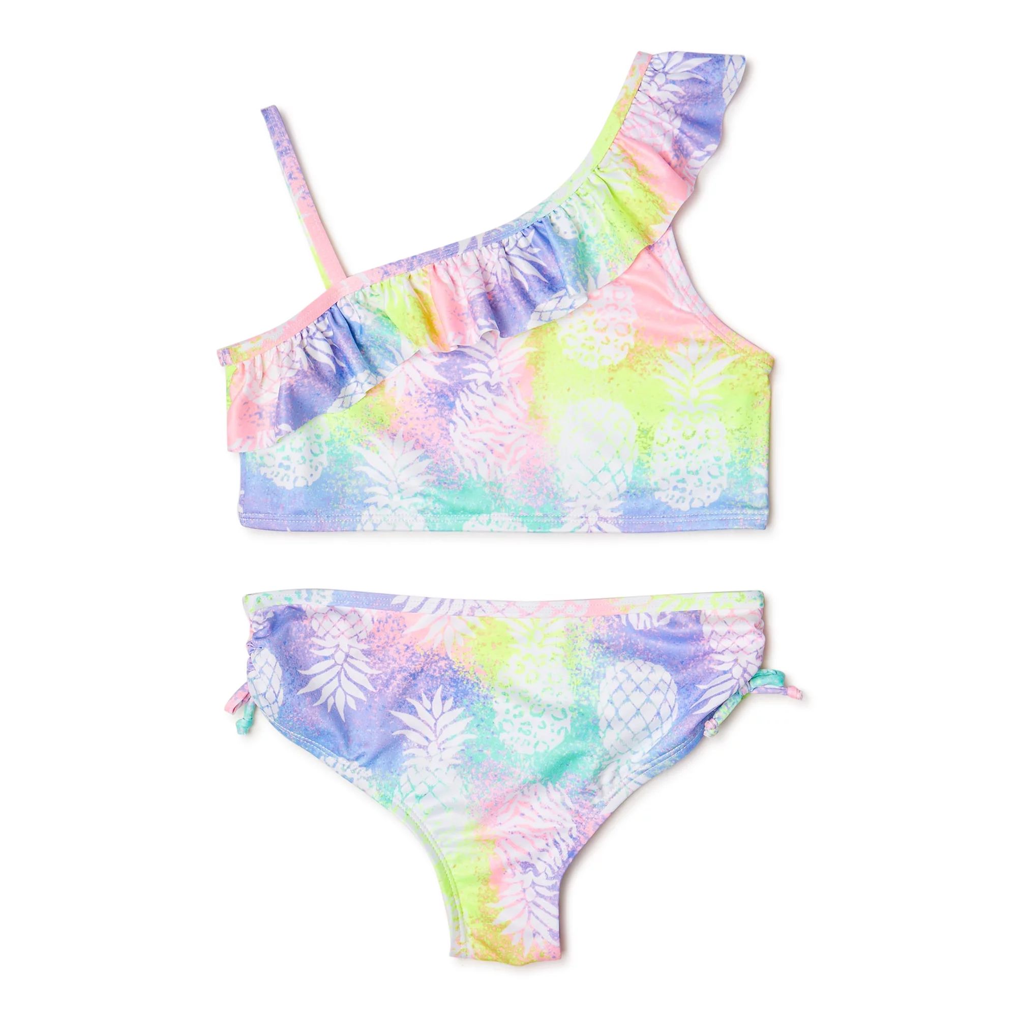 Pink Platinum Girls Pineapple Tie Dye Two-Piece Swimsuit, Sizes 4-16 | Walmart (US)