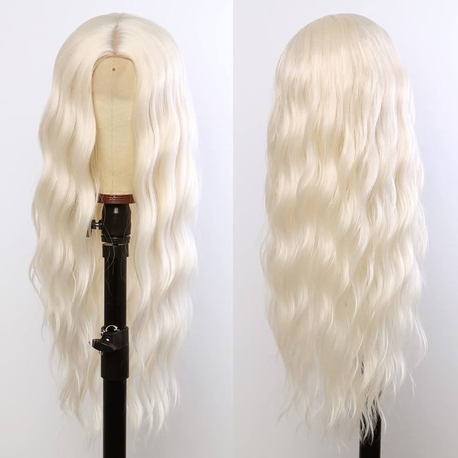 GIANNAY White Blonde Wig, Platinum Blonde Wig Curly Wig Long White Loose Wave Wigs for White Wome... | Amazon (US)