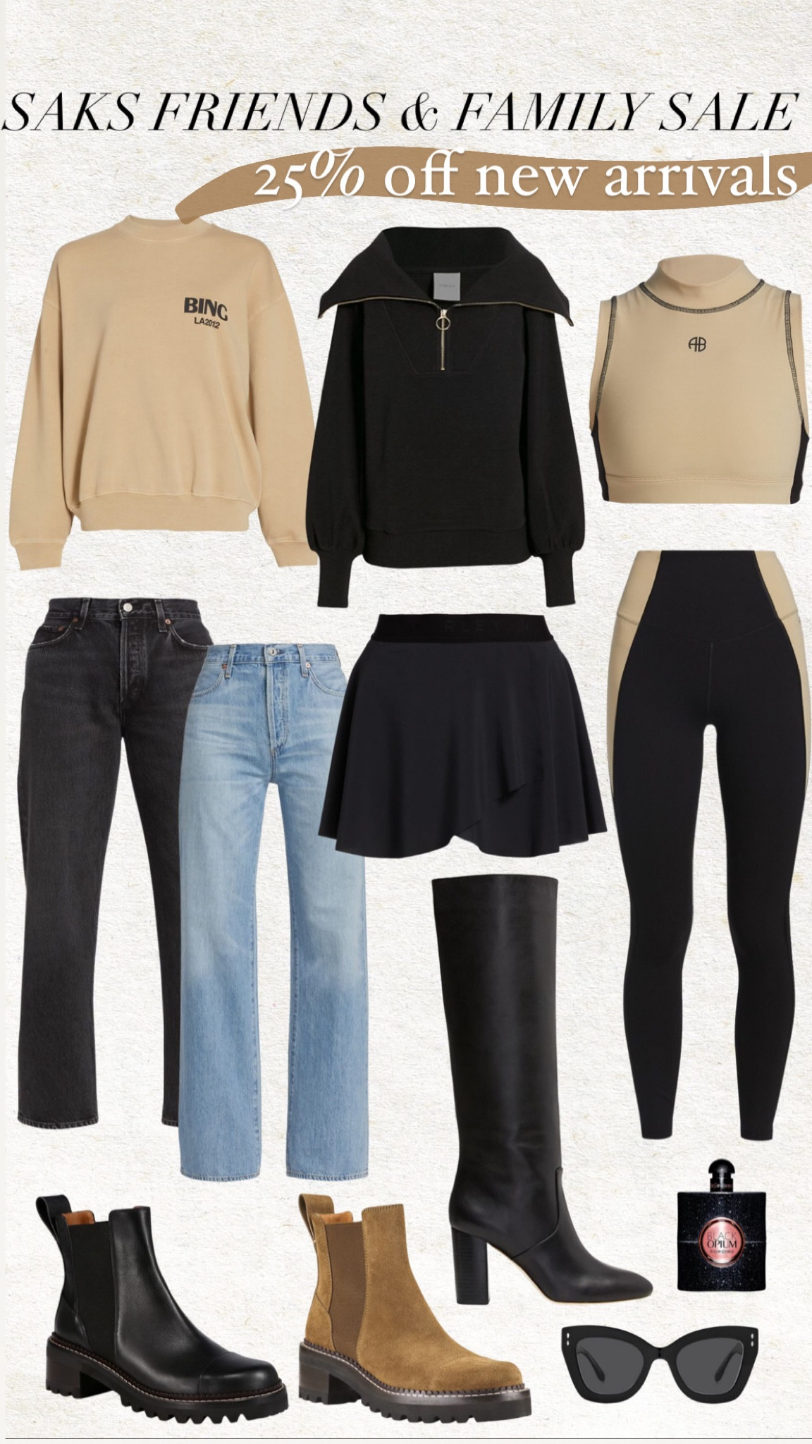 Saks Fifth Avenue Friends & Family sale! 25% off lots of new arrivals. These jeans are some of my bestsellers and rarely go on sale! 

Fall style; fall outfits; Saks sale; saks style; agolde; Anine bing; varley sweater; Chelsea boots

#LTKunder100 #LTKsalealert