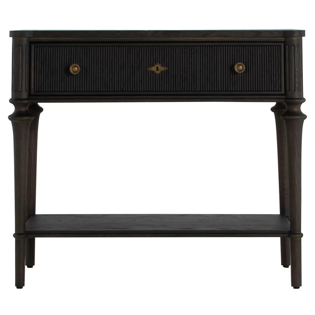 Andrea French Country Dark Oak Wood Nightstand | Kathy Kuo Home