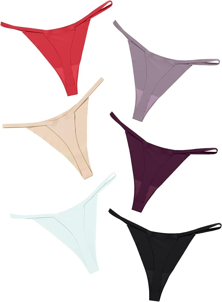 DEANGELMON G-string Thongs for Women Panties No Show Thong Seamless Underwear Low Rise Comfortabl... | Amazon (US)