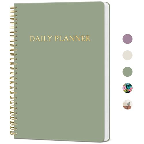 Aesthetic Daily Planner Notebook With Hourly Schedule, Spiral To Do List Notepad, Notebooks for Work, Undated Planner to Easily Organize Your Tasks And Appointments,Perfect Office Supplies for Women - Green | Amazon (US)
